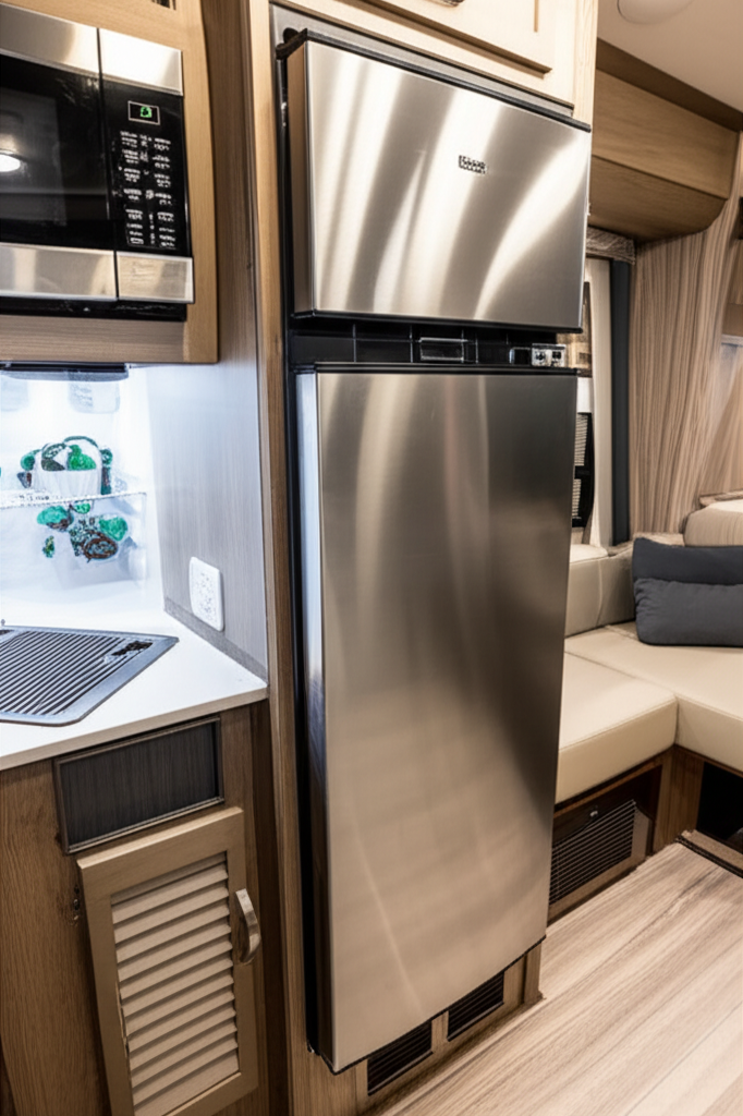 Generate a high-quality, relevant image prompt for an article about: RV Appliances: Your Best Upgrad
