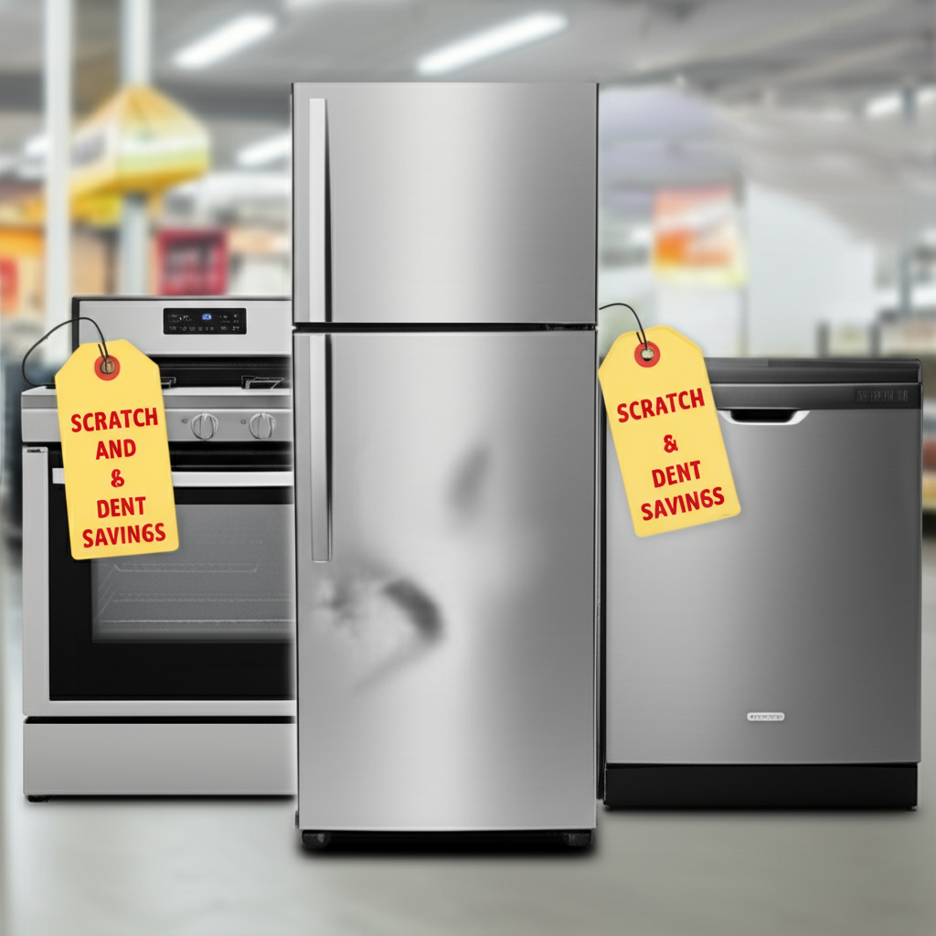 Generate a high-quality, relevant image prompt for an article about: Scratch and Dent Appliances Nea