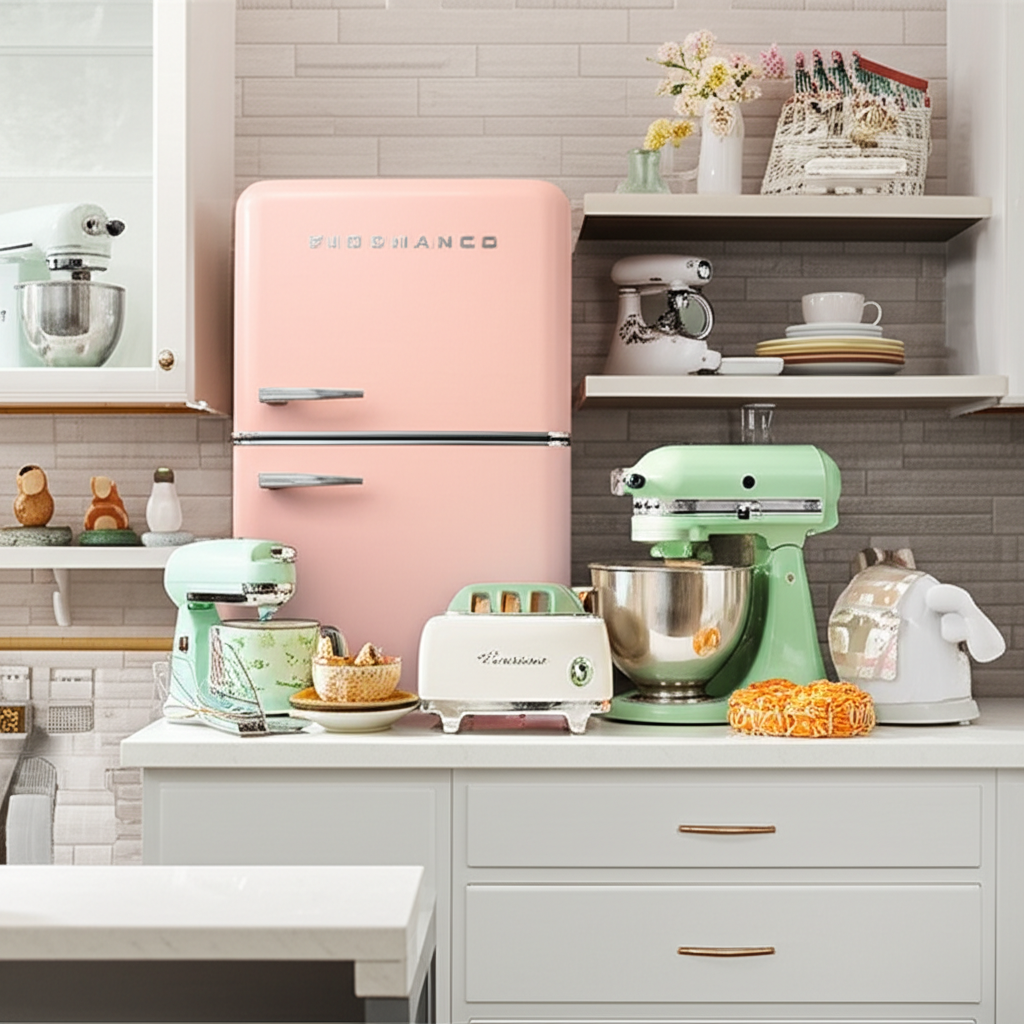 Generate a high-quality, relevant image prompt for an article about: Vintage Appliances: Essential &