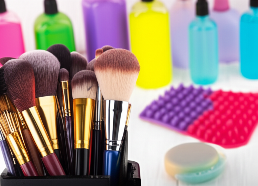 Generate a high-quality, relevant image prompt for an article about: Best Cleaner For Makeup Brushes