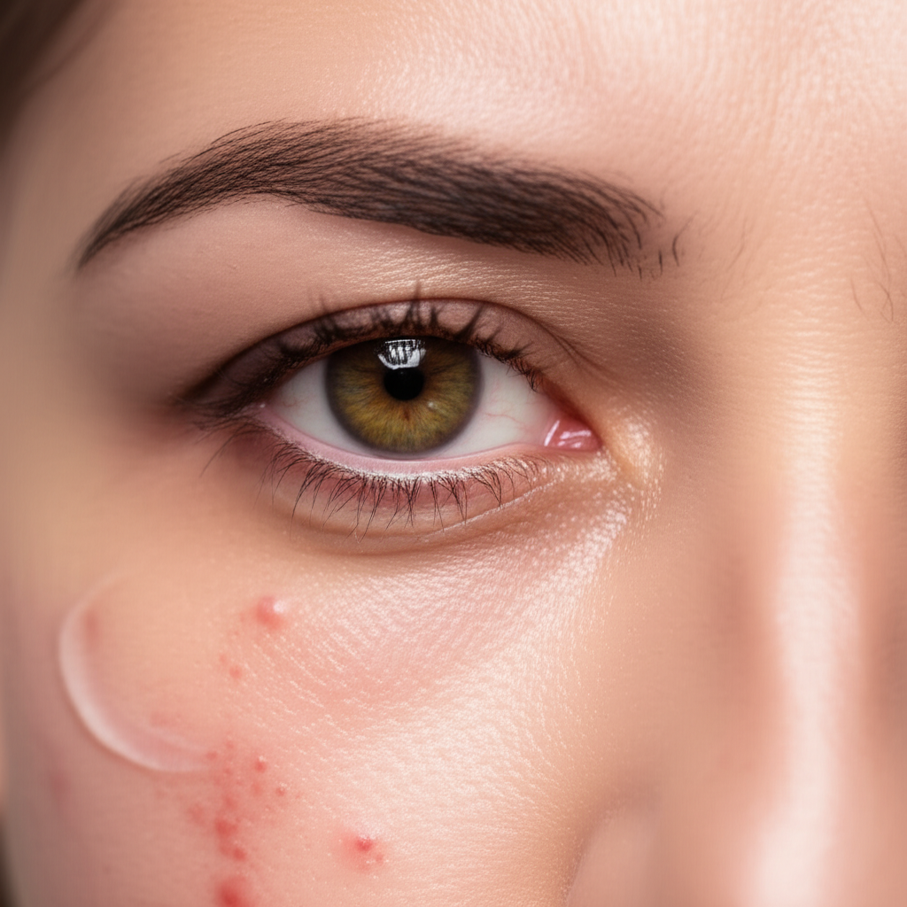 Generate a high-quality, relevant image prompt for an article about: Eye Serum Allergic Reaction: Wo